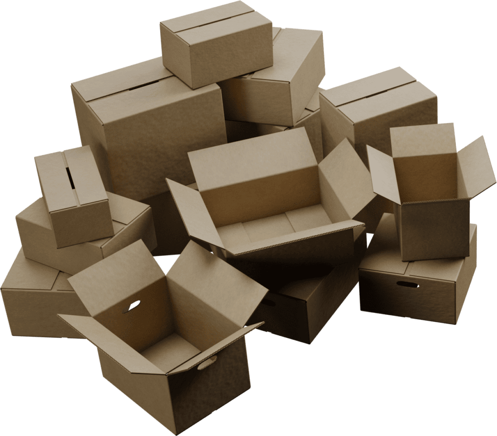 Cartons en carton de différentes tailles